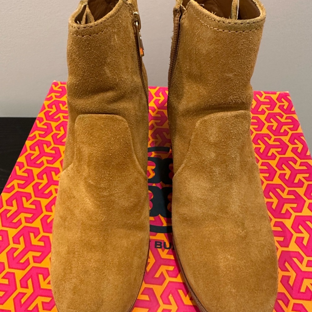 Tory Burch Tan Suede Ankle Boots